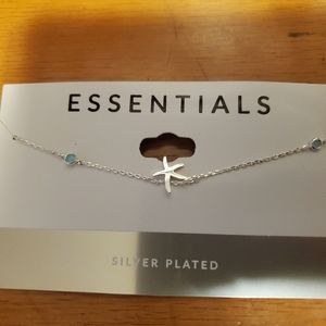 Silver starfish and blue anklet
